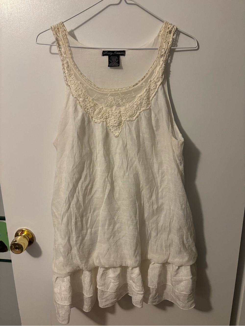 Y2K Bridal Beachy Simply Irresistible Cream Lace Trim Sleeveless Tunic